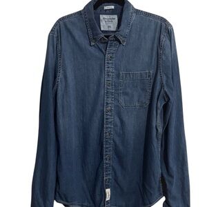 Abercrombie & Fitch Muscle Blue Casual Button Down Shirt Men's Size XXL